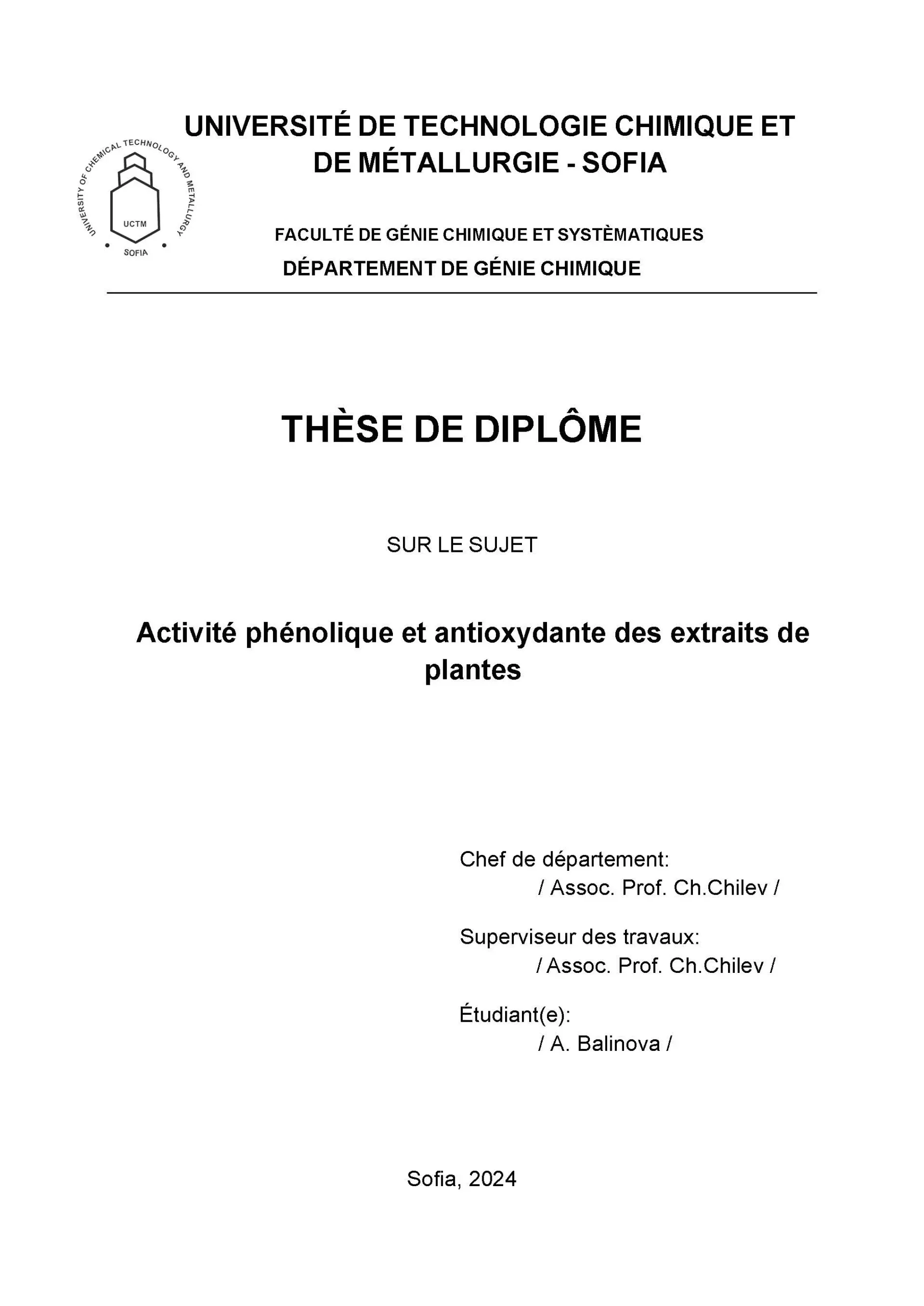 Activité phénolique et antioxydante des extraits de plantes